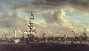 VELDE, Willem van de, the Younger The Gouden Leeuw before Amsterdam t oil painting picture wholesale